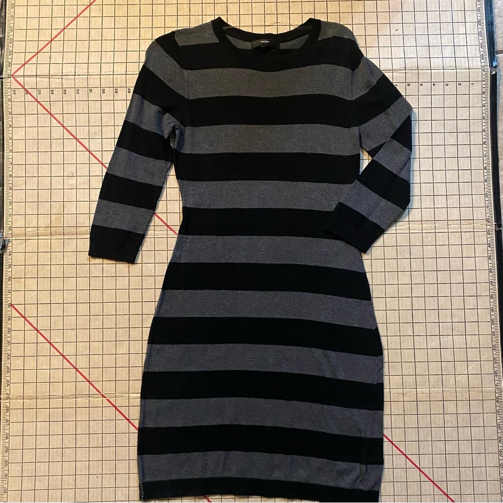 Mossimo sweater dress, striped, size S, black and gray knit dress